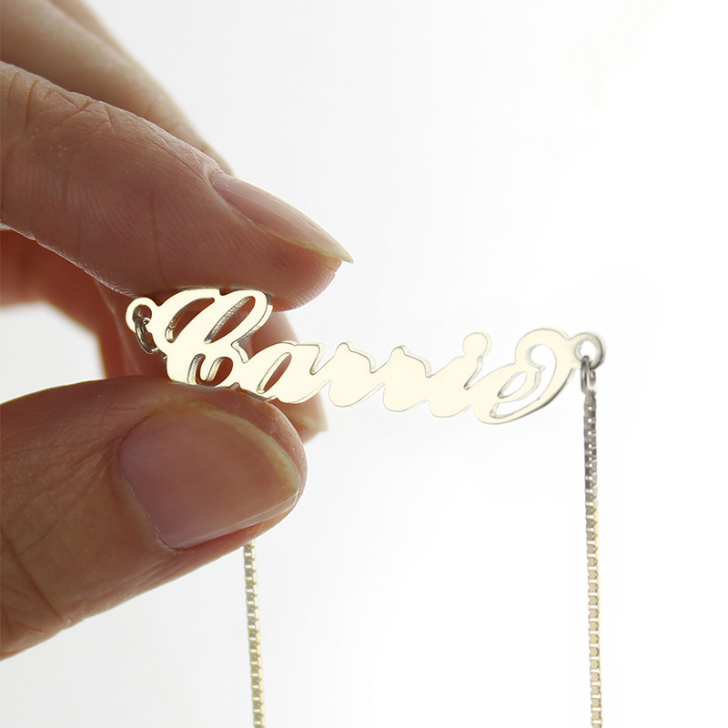 Personalized Carrie Name Necklace Silver - Box Chain