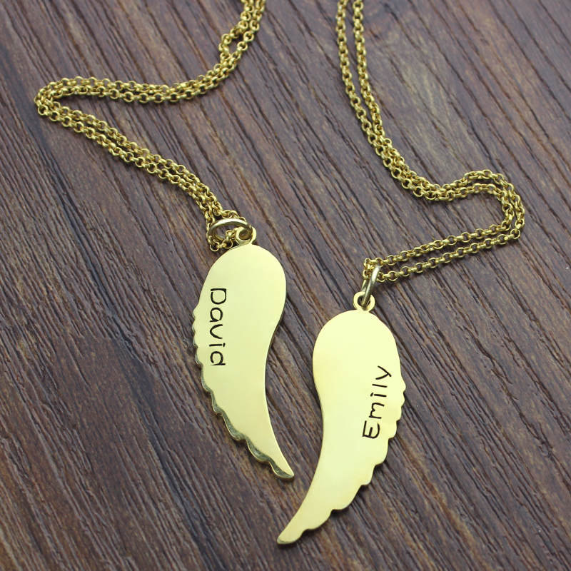 Matching Angel Wings Necklaces Set for Couple Silver
