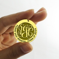 Follow Your Dreams Disc Monogram Necklace 18K Gold Plated