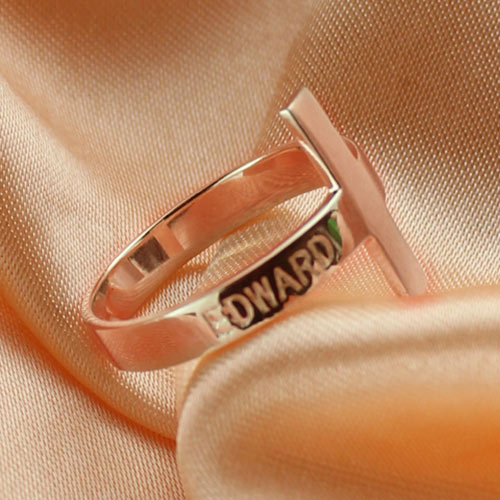 Custom Engraved Name Ring Cross Ring Rose Gold Plated 925 Silver