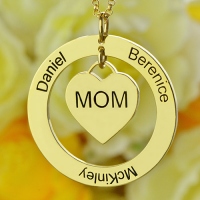 Family Names Necklace For Mom Gold Plating