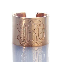 Engraved Monogram Cuff Ring Rose Gold