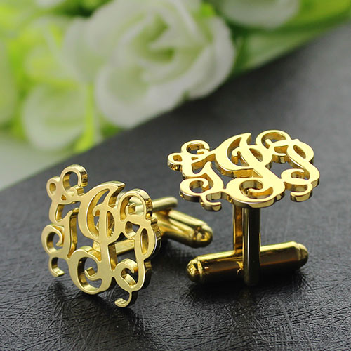 Gold letter cufflinks