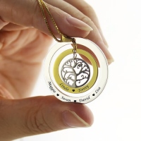 Circle Family Tree with Family Member's Names Necklace in Steel Upload