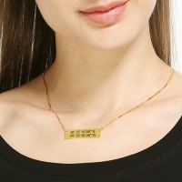 GPS Map Nautical Coordinates Necklace 18K Gold Plated