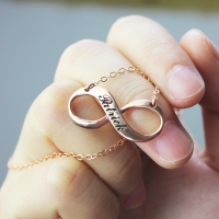 Rose Gold Engraved Infinity Necklace