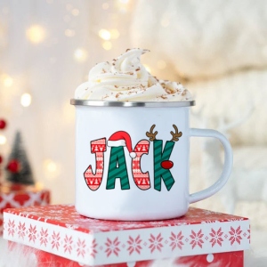 Personalized Enamel Christmas Mug Hot Chocolate Name Mug Gift for Kids cup