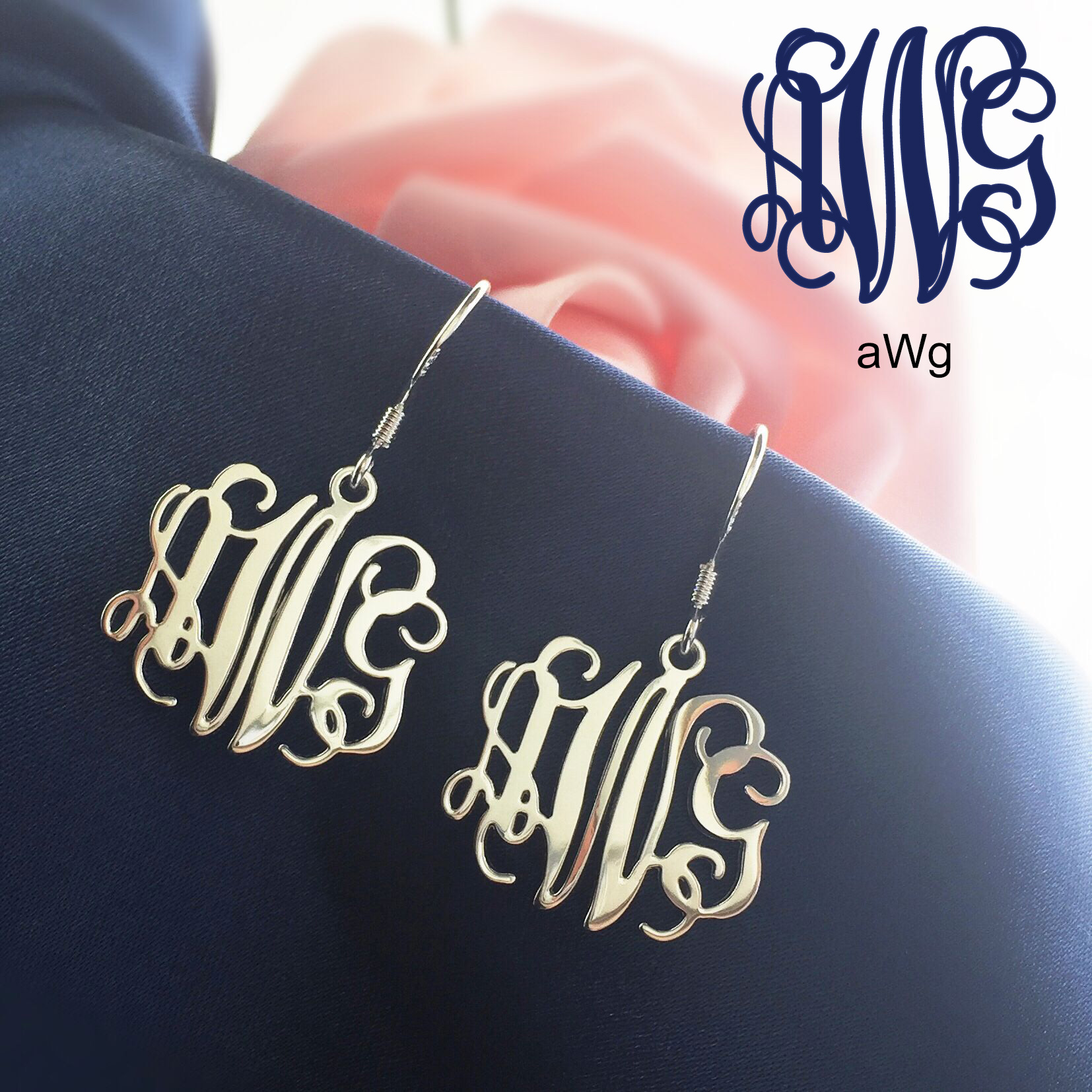Personalized Sterling Silver Monogram Earrings