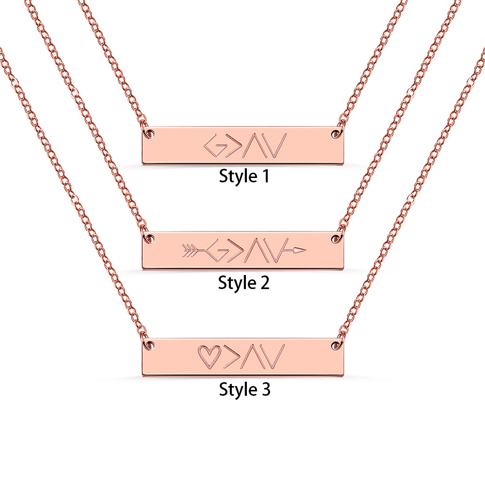 "God is greater than the highs and lows" Personalized Bar Necklace