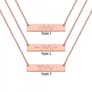 "God is greater than the highs and lows" Personalized Bar Necklace