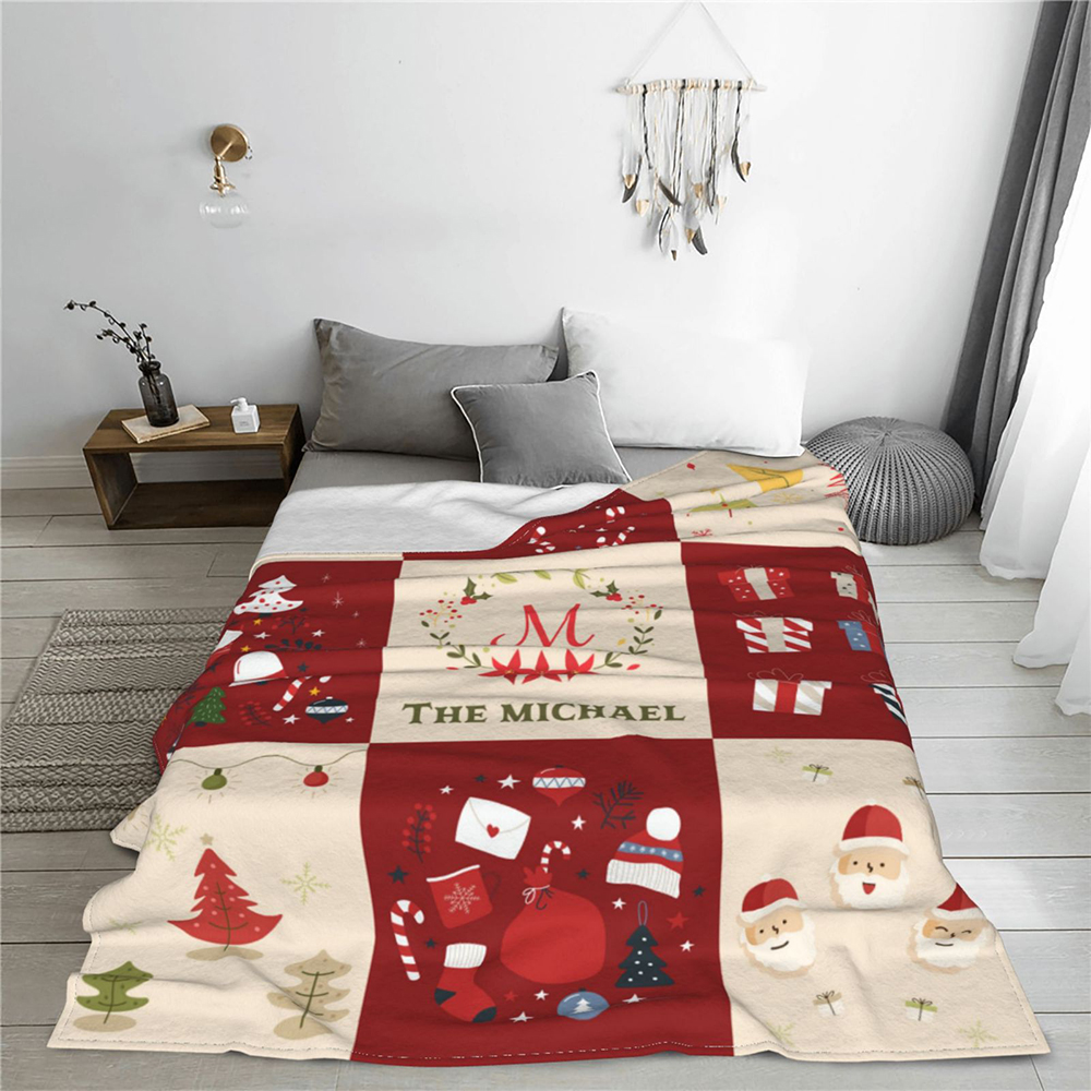 Personalized Memorial Name Christmas Blanket Snowman Decor Christmas Tree Multi Size Blanket Gift for Her/Him