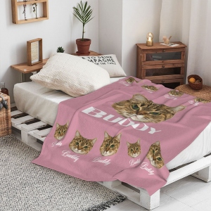 Personalized Pet Name & Photo Blankets, Soft and Plush Flannel Blanket Gift