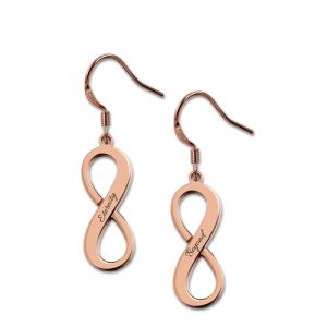 Engraved Infinity Symbol Earrings In Rose Gold