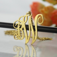 Personailzed 2 Initial Monogram Necklace 18K Gold Plated