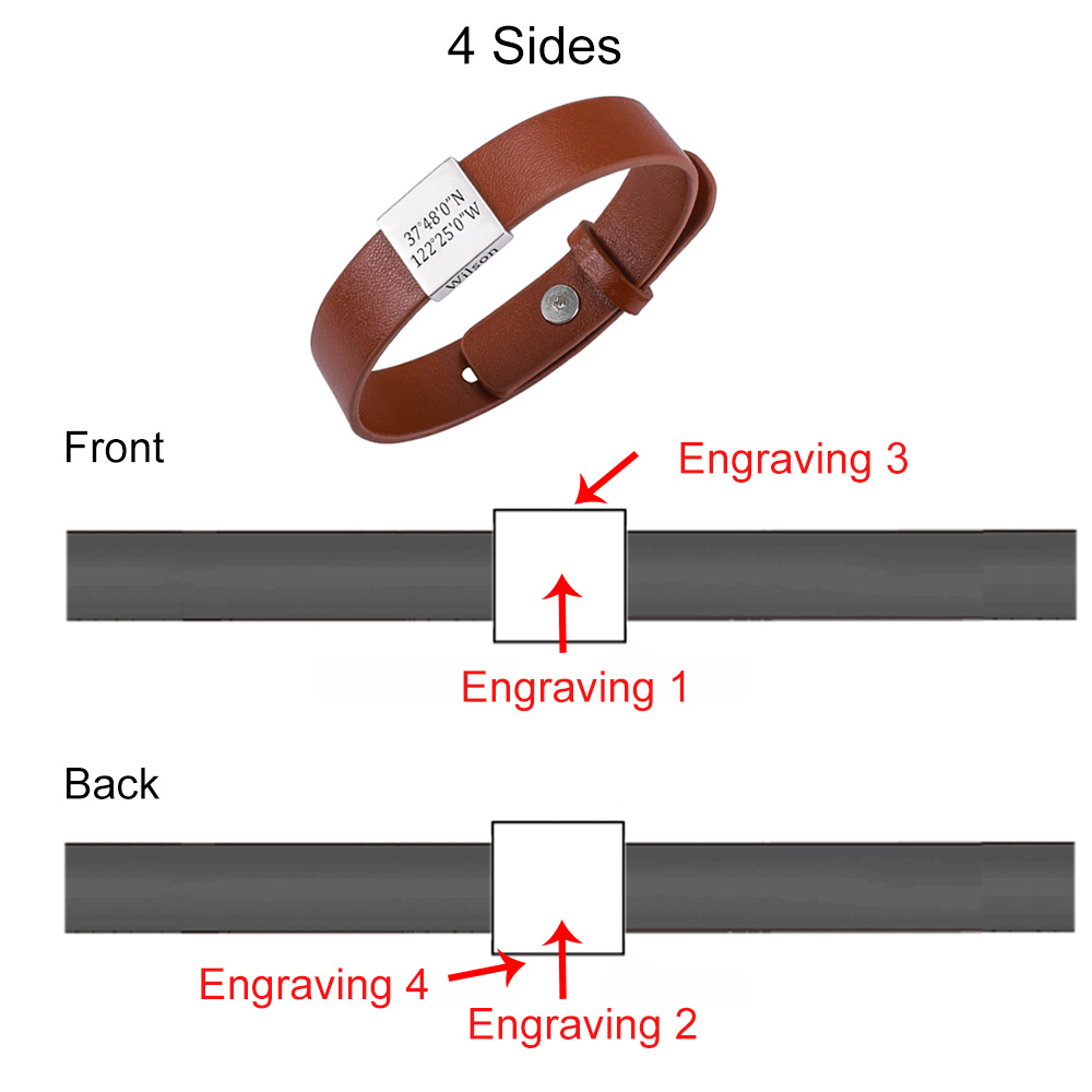Personalized Engraved Leather Bracelet For Men