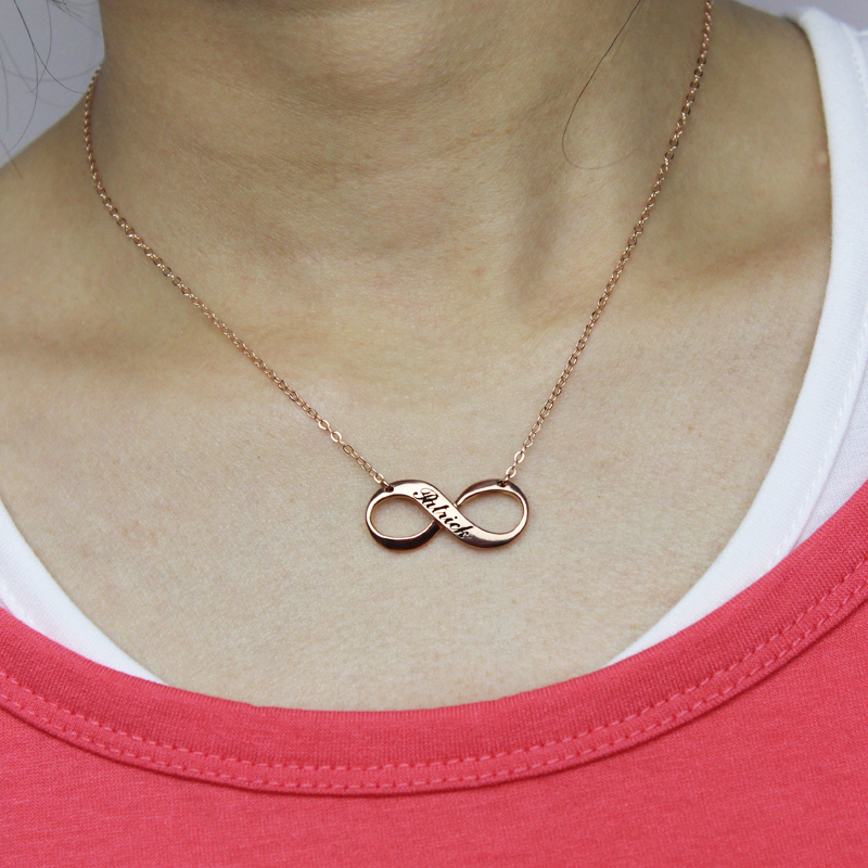 Rose Gold Engraved Infinity Necklace