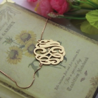 Rose Gold Large Monogram Necklace Hand-painted