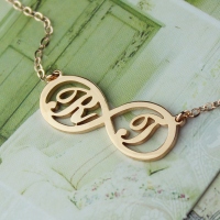 Infinity Necklaces with Two Initial Rose Gold Plated 925 Silver