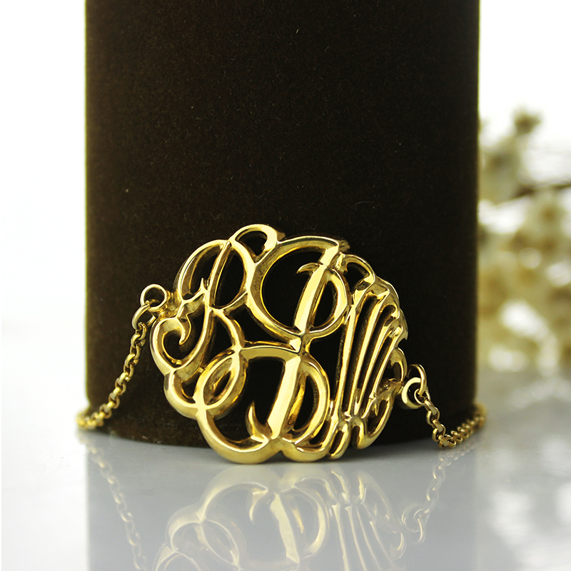 Personalized Monogrammed Bracelet Hand-painted 18K Gold Plated