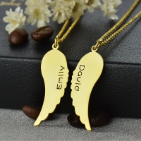 Matching Angel Wings Necklaces Set for Couple Silver