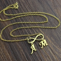 Infinity Pendant Double Initial 18K Gold Plated