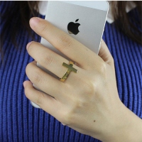 Engraved Name Cross Rings 18k Gold Plated