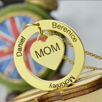 Family Names Necklace For Mom Gold Plating