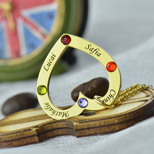  Birthstone Heart Name Necklace