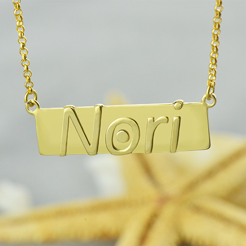 Raised Nori Letter Name Bar Necklace