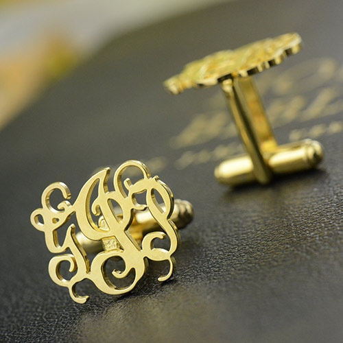 Gold initial cufflinks