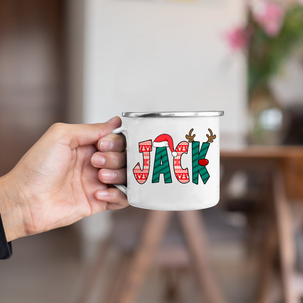 Personalized Enamel Christmas Mug Hot Chocolate Name Mug Gift for Kids cup