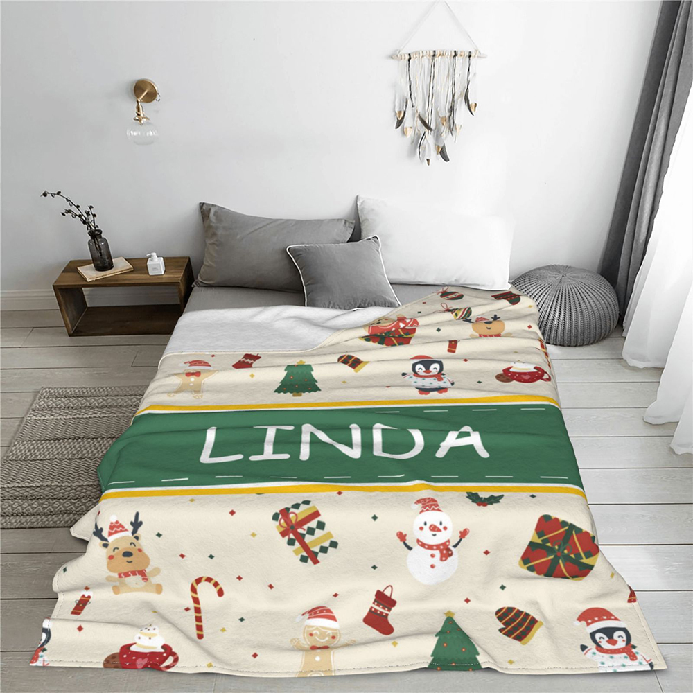 Personalized Name Blankets, Christmas Blankets, Soft and Plush Flannel Blanket Gift