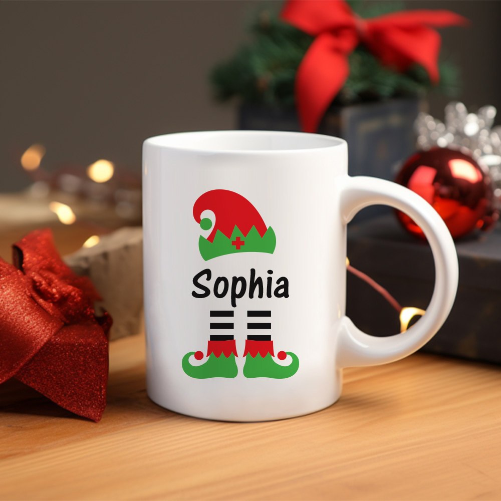 Personalized Elf Gnomes Santa Christmas Name Mug 11oz 15oz cup