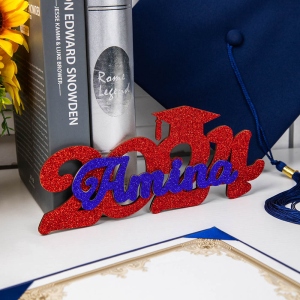 Custom 2024 Glitter Graduation Photo Prop, Wooden Graduation Sign with Name Senior Party Decoration/Dormitory Decoration, Graduation Gift