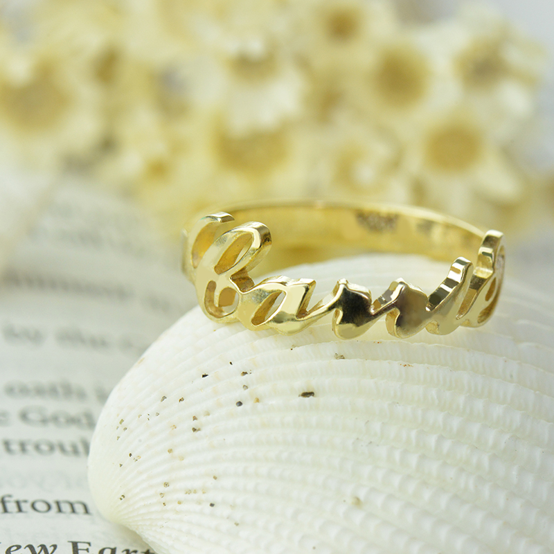Custom Carrie Name Rings 18k Gold Plated