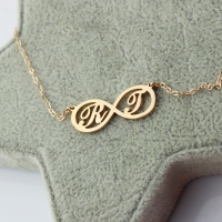 Infinity Necklaces with Two Initial Rose Gold Plated 925 Silver