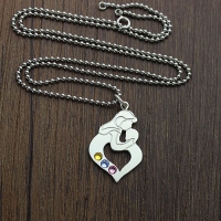 Personalized Mother Child Necklace with Birthstone Silver