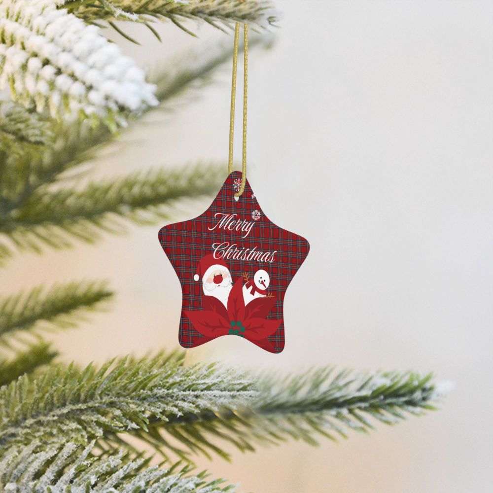 Personalized Star-shaped Christmas Photo Ceramic Ornament