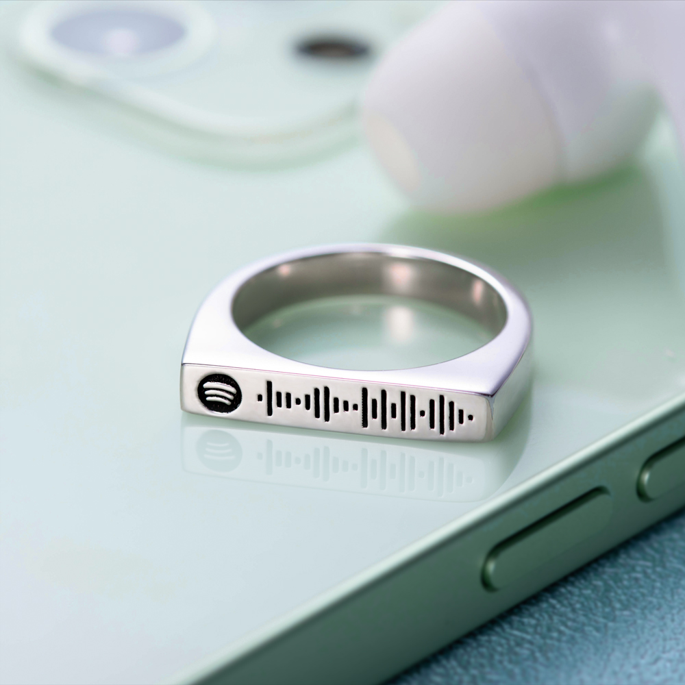 Personalized Scannable Spotify Code Name Stacking Ring