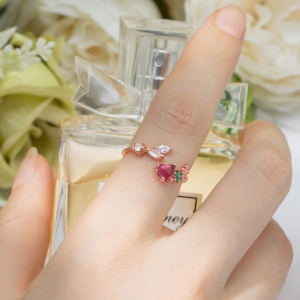 Floral Gemstone Open Ring