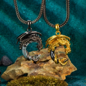 Moon Dragon Birthstone Pendant Nacklace