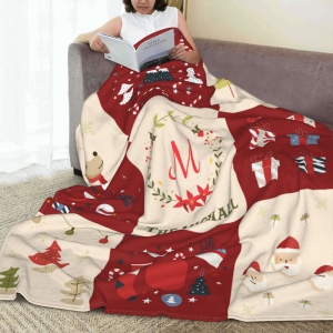 Personalized Memorial Name Christmas Blanket Snowman Decor Christmas Tree Multi Size Blanket Gift for Her/Him