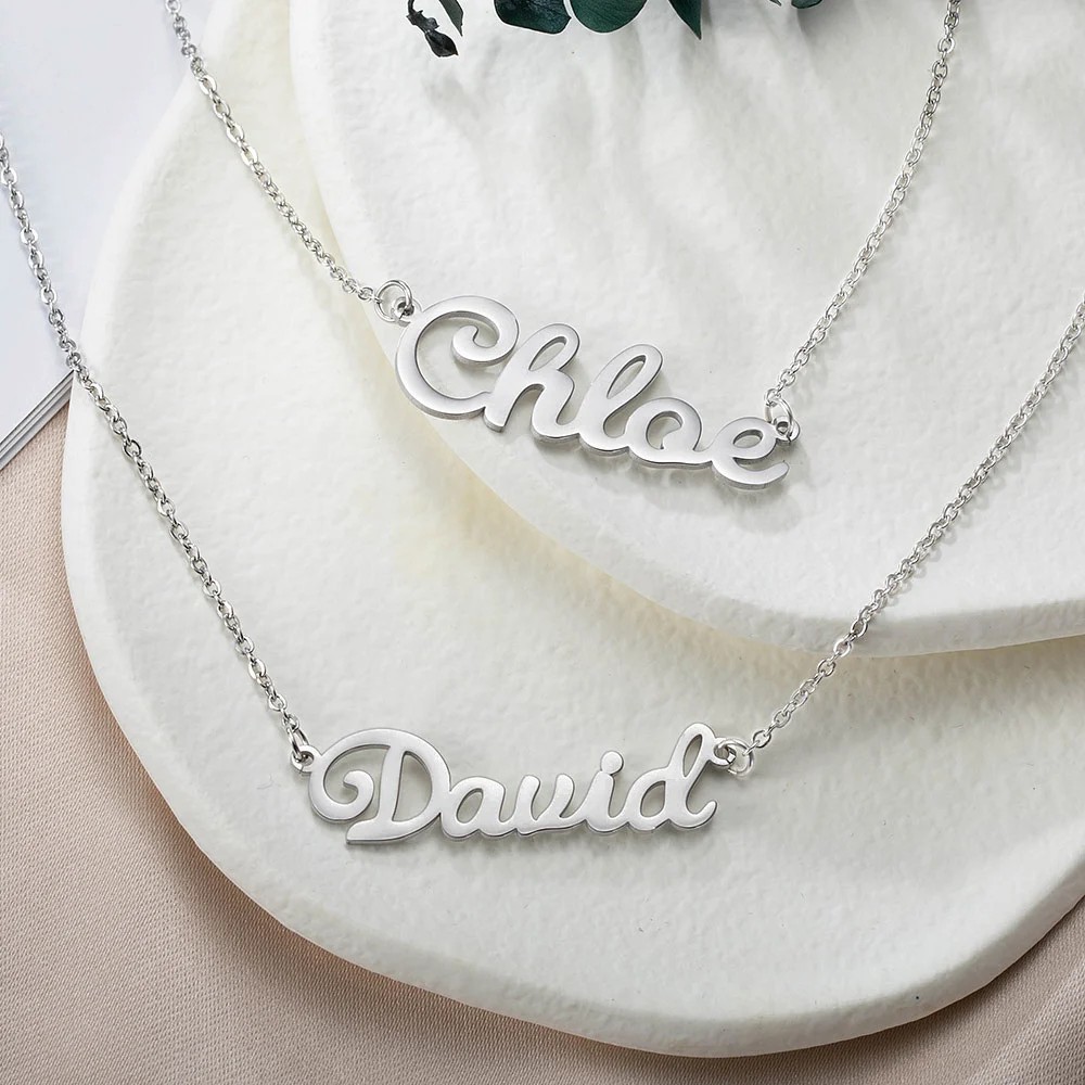Double Layer Names Necklace In Stainless Steel