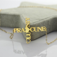 Personalized Two Name Cross Necklace Gold Plated 925 Silver