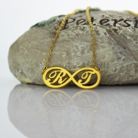 Infinity Necklaces with Two Initial Gold Plated 925 Silver