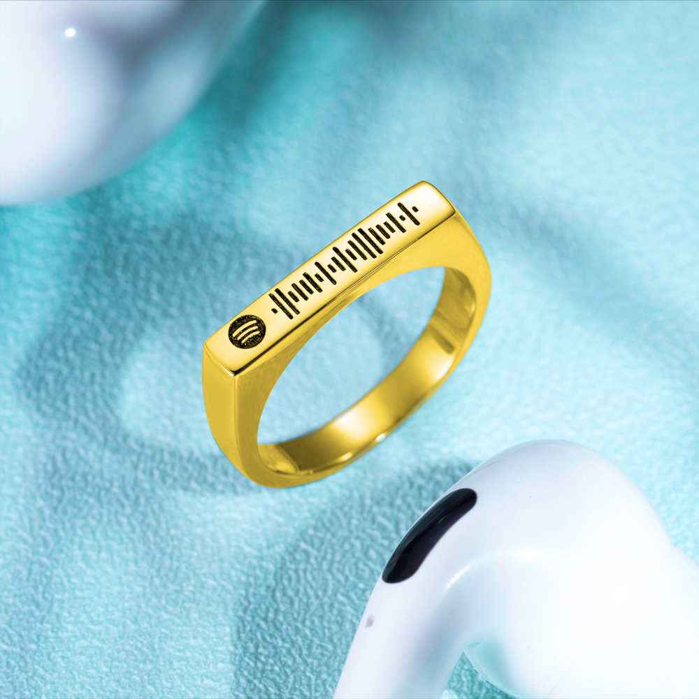 Personalized Scannable Spotify Code Name Stacking Ring