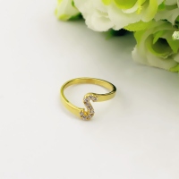 Custom Birthstone Initial Ring 18k Gold Plated