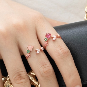 Floral Gemstone Open Ring