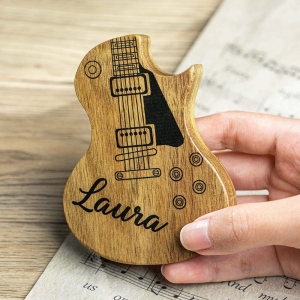 Personalized Wooden Guitar Picks with Case, Custom Photo/Engraving Guitar Pick with Custom Name Holder, Birthday/Graduation Gift for Family/Musician