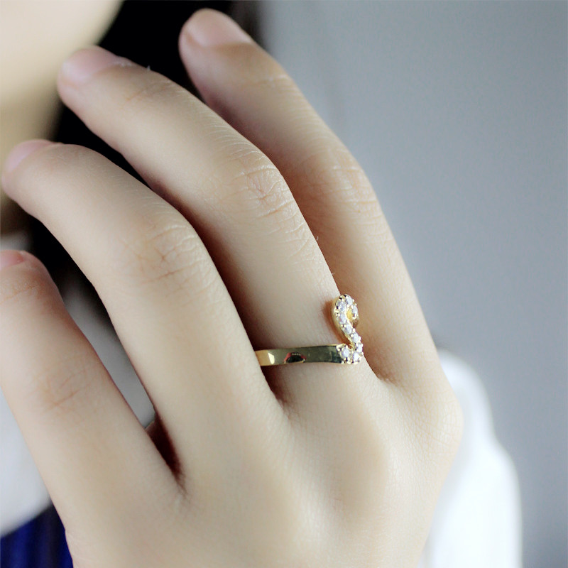 Custom Birthstone Initial Ring 18k Gold Plated